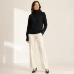 Button Cuff Turtleneck Knit Top