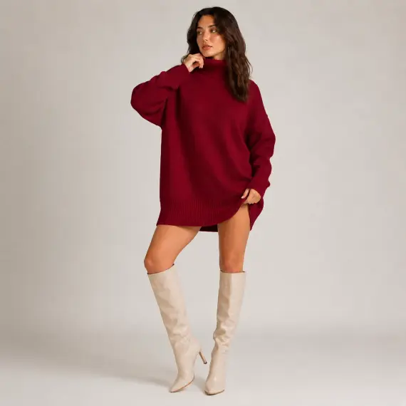 Oversized Knit Turtleneck Top